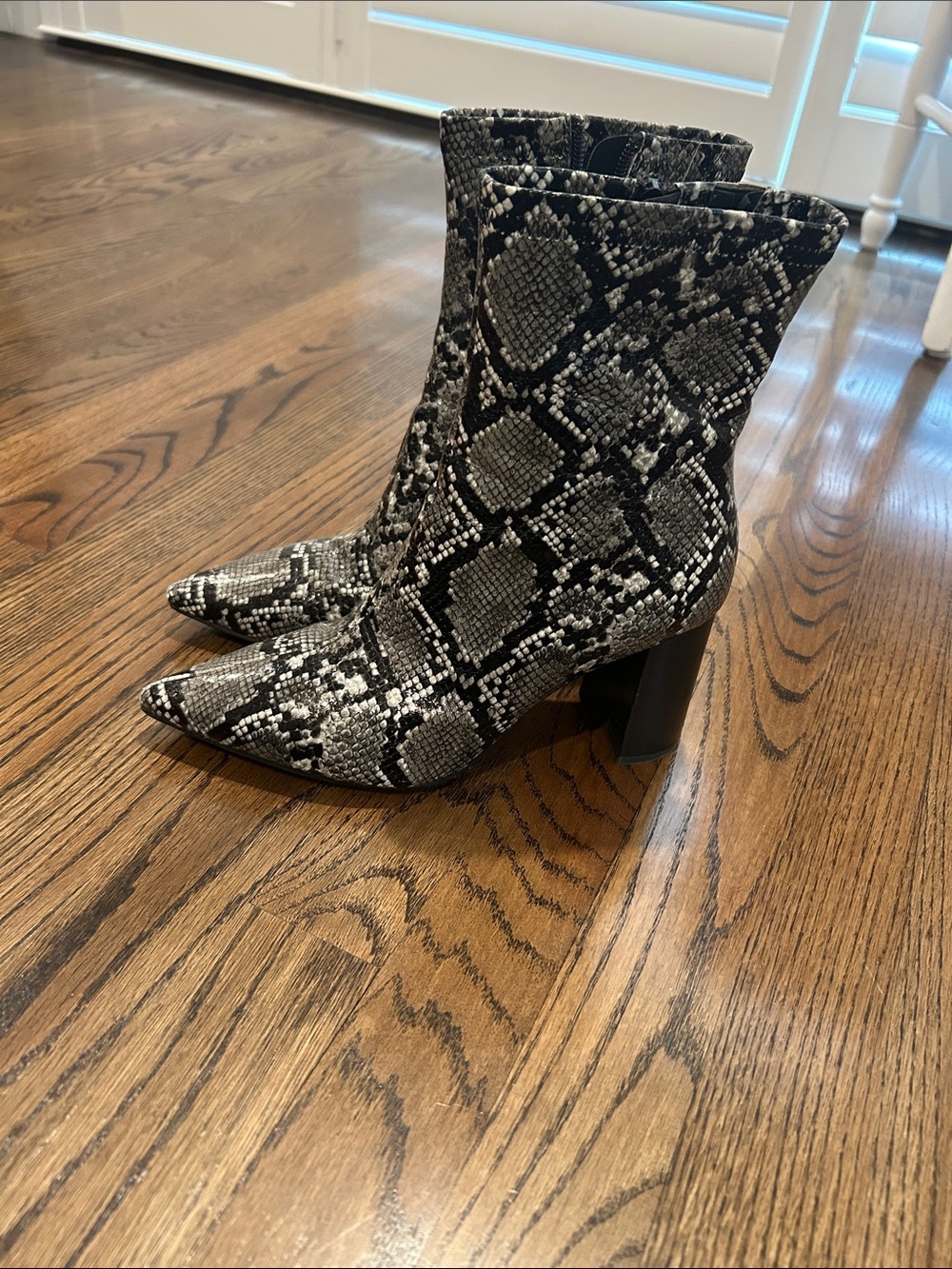 Jeffrey Campbell Black and White Snake Skin Boots
